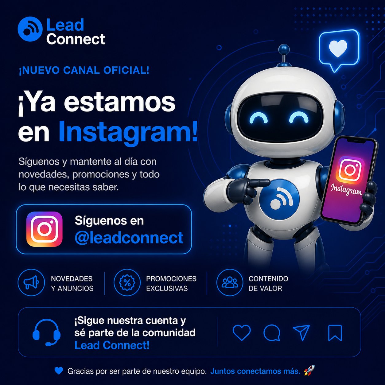 Síguenos en Instagram @leadconnect - Nuevo canal oficial Lead Connect