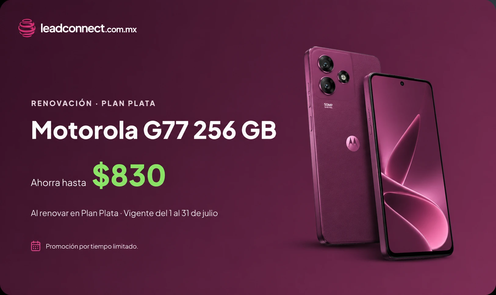 Motorola G77 256 GB en Plan Plata - ahorra hasta $830 al renovar